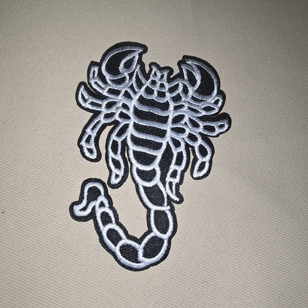 Black and White Scorpion Embroidered Patch NWOT unbranded